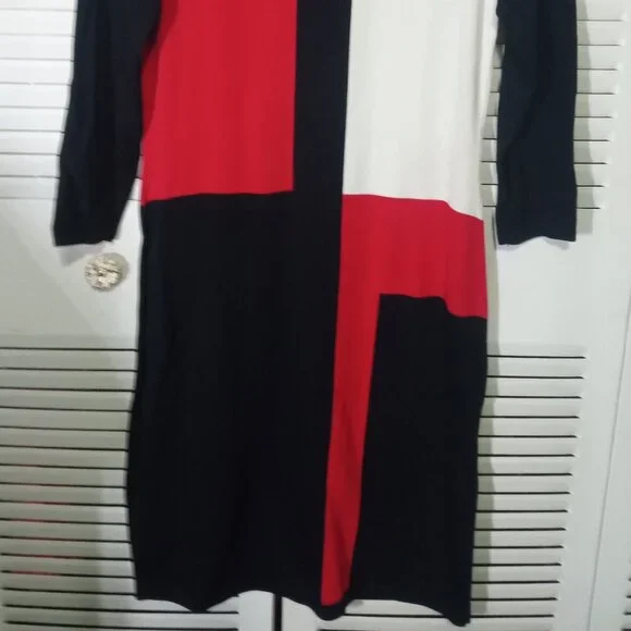 LAUREN RALPH LAUREN Colorblock Dress XS S Red Black Geometric Print - Picture 7 of 8